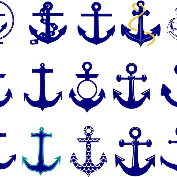 Anchor Svg, Anchor Svg Bundle, Anchor Clipart, Anchor Cut File, Anchor Vector, Anchor Cricut, Nautical-Buy 2 Get 1 FREE