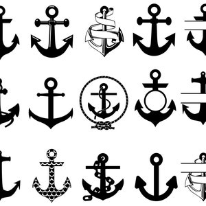 Anchor Svg, Anchor Svg Bundle, Anchor Silhouette, Anchor Clipart, Anchor Cut File, Anchor Cricut, Nautical Svg image 1