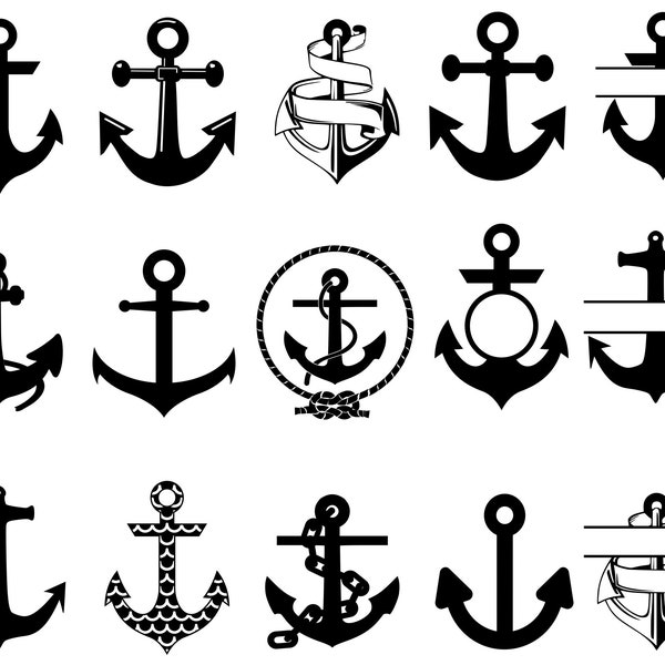 Anchor Svg, Anchor Svg Bundle, Anchor Silhouette, Anchor Clipart, Anchor Cut File, Anchor Cricut, Nautical Svg