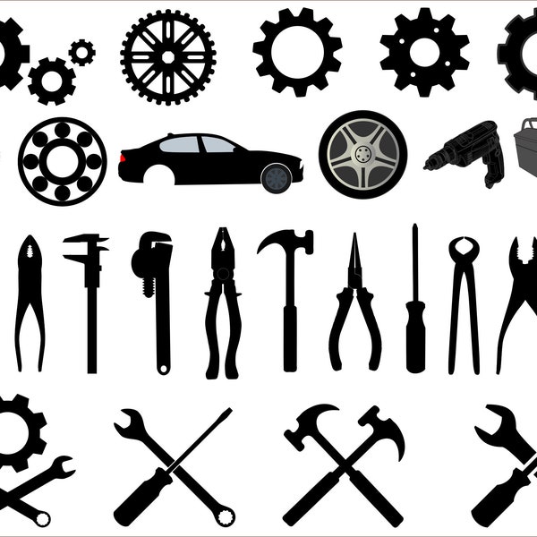 Mechanic Svg, Mechanic Tools Svg, Tools Svg, Tools Silhouette, Tools Clipart, Tools Cricut, Tools Vector