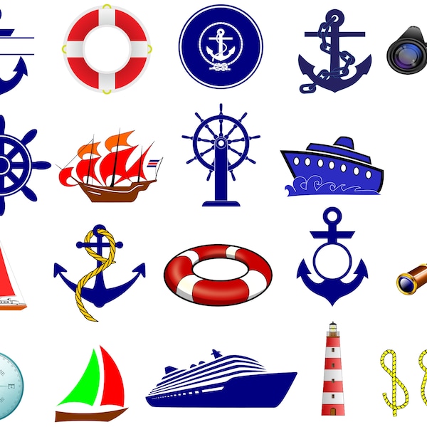 Nautical Svg, Nautical Svg Bundle, Nautical Clipart, Ocean Svg, Anchor Svg, Ship Wheel Svg, Cruise Svg, Sailboat Svg,