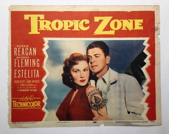 Tropic Zone Movie 1953 Original Lobby Card Collectible Ronald Reagan Rhonda Fleming