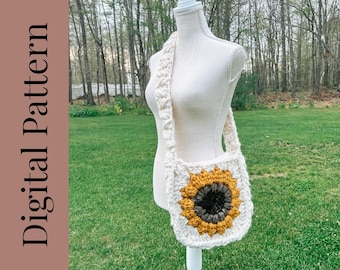 Crochet Sunflower Granny Square Bag Pattern (PDF Pattern)