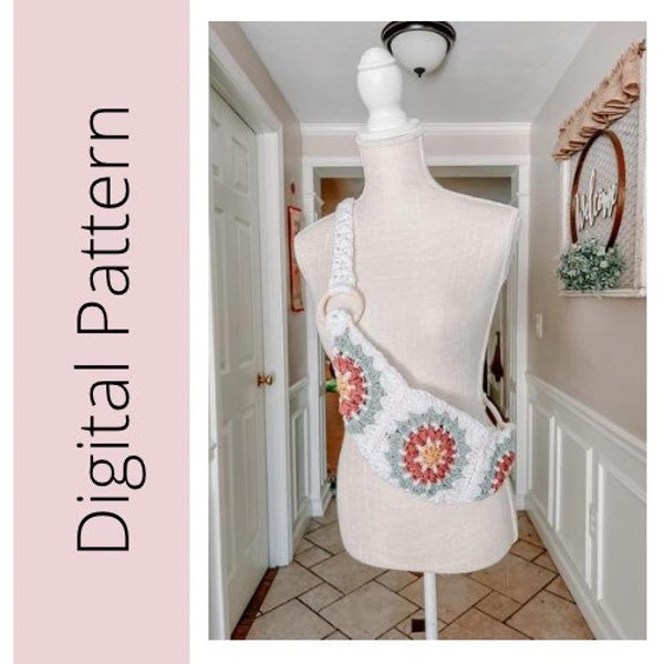 Crochet Bum Bag Pattern, Fanny Pack Pattern, Crossbody Bag Pattern, Pouch, Flower Bag, Waist Bag, Hip Bag, Bum Bag Crochet Pattern