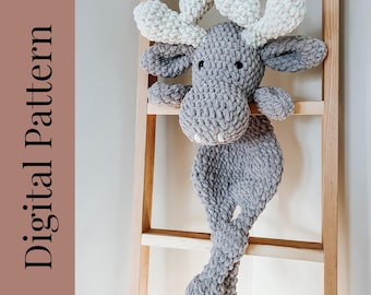 Moose Lovey, Crochet Moose Pattern, Moose Plushie Pattern, Crochet Moose Lovey, Crochet Pattern