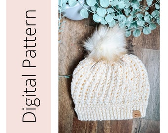 Crochet Hat Pattern, Chunky Pom Hat Pattern, Crochet Chunky Pom-Pom Hat, Winter Hat, Knit Hat, Pom Pom Hat, Crochet Pattern