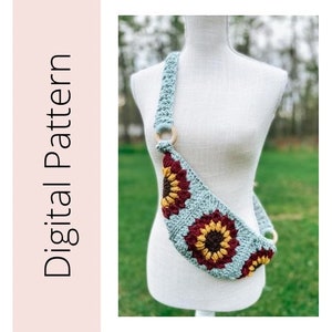 Crochet Bum Bag Pattern, Fanny Pack Pattern, crossbody bag pattern, Pouch, Flower Bag, Waist Bag, Hip Bag, Bum Bag Crochet Pattern