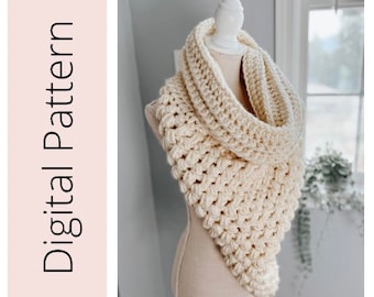 Worry Stone Cowl Pattern, Crochet Pattern, Crochet Scarf Pattern, Chunky Scarf Pattern