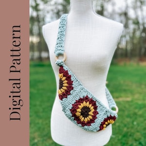 Crochet Bum Bag Pattern, Fanny Pack Pattern, crossbody bag pattern, Pouch, Flower Bag, Waist Bag, Hip Bag, Bum Bag Crochet Pattern