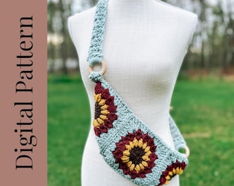 Crochet Granny Square Bum Bag Pattern: No Sew Fanny Pack (Digital Pattern)