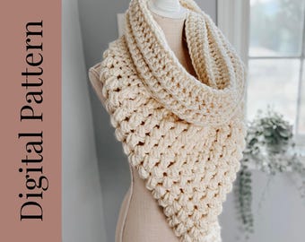 Chunky Crochet Cowl Pattern: Worry Stone Scarf (Digital Pattern)