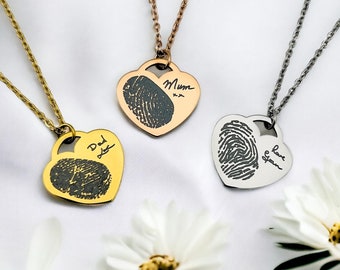 Personalised Fingerprint Heart Necklace | Memorial Necklace | Keepsake Necklace | Custom Necklace