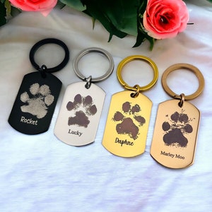 Personalised Actual Dog Paw Print Keyring | Photo Engraving | Pet Photo Engraved | Cat Paw Engraving | Memorial Keyring