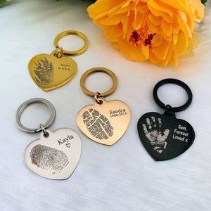 Tatsächlicher Fingerabdruck-Herz-Schlüsselanhänger | Erinnerungsgeschenk | Benutzerdefinierte Fingerabdruck Schmuck | Mama Geschenk | Daumenabdruck Charm