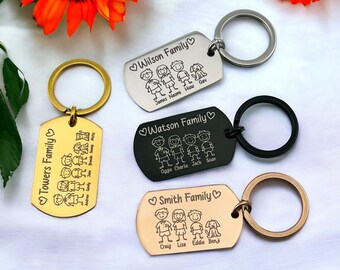 Personalised Family Engraved Keyring | Gifts for Her | Gifts for Him | Custom Keyring