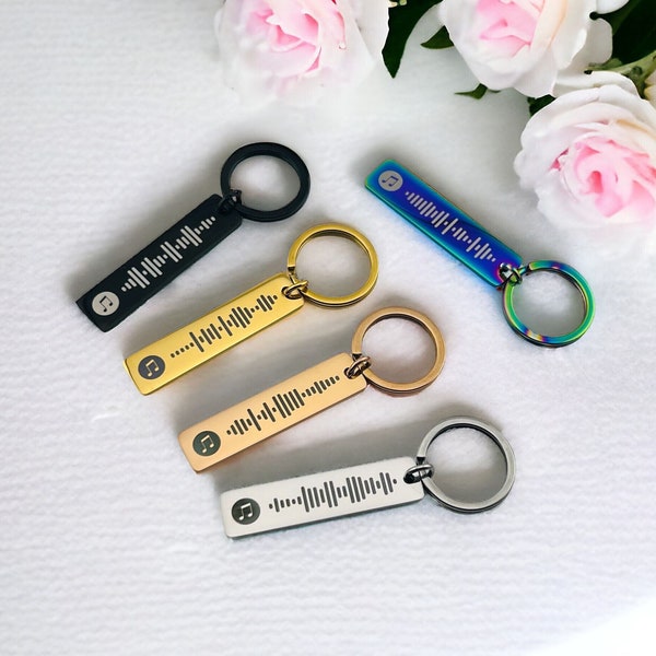 Spotify Code Keyring | Personalised Keyring | Custom Music Song Keyring | Engraved Spotify Keychain | Personalised Keychain