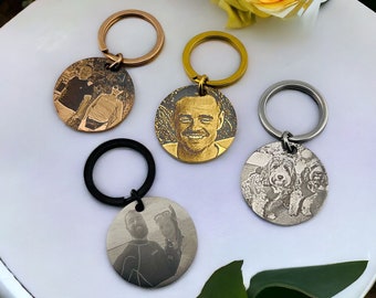 Personalised Photograph Keyring | Laser Engraved Photo Keyring | Couples Keyring Gift | Anniversary Gift | Personalised Keyring