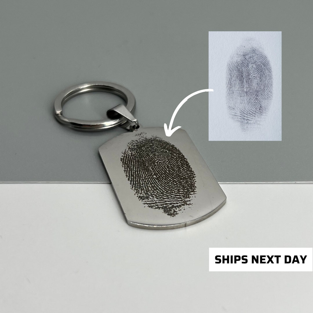 Custom Fingerprint Keyring Anniversary Keepsake Personalised