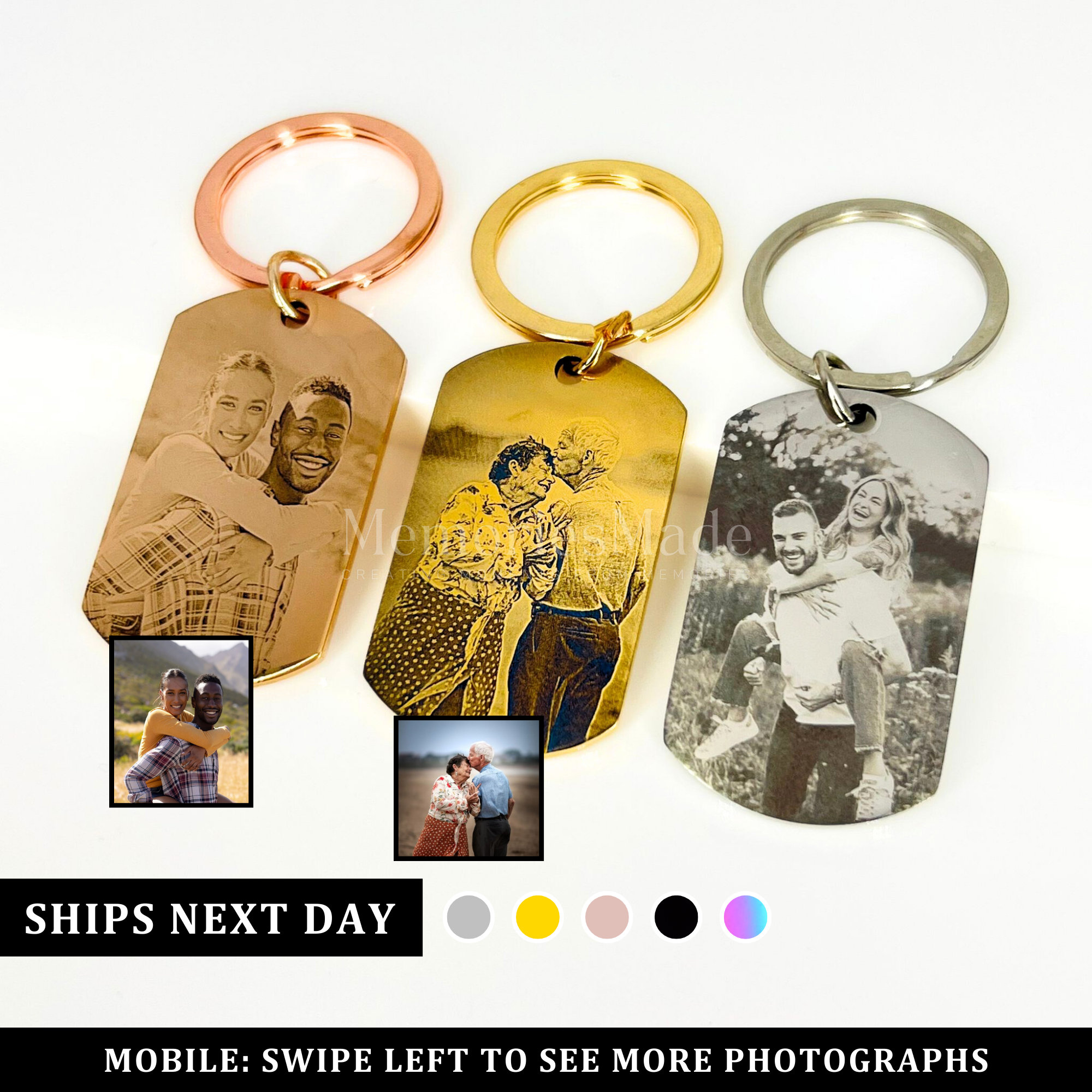 Custom Photo Keychain Plaque - Customize Keychain with Photo and/or Message  - Perfect gift for Holiday, Birthday, Anniversary, Couple Gift