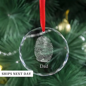 Actual Circular Fingerprint Bauble | Personalised Finger print Christmas Bauble | Memorial Decoration | Memorial Bauble