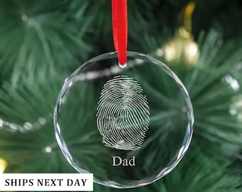 Actual Fingerprint Bauble | Personalised Finger print Christmas Bauble | Memorial Decoration | Memorial Bauble