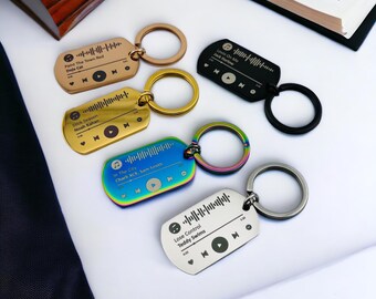 My Spotify Keychain 2 PCS Personalized Spotify Code Keychain - Custom Music Gift Keyring Laser Engraved Porte Clé - Foto 5