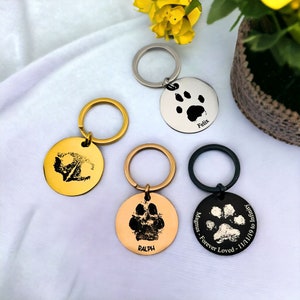 Personalised Actual Dog Paw Print Keyring | Photo Engraving | Pet Photo Engraved | Cat Paw Engraving | Memorial Keyring