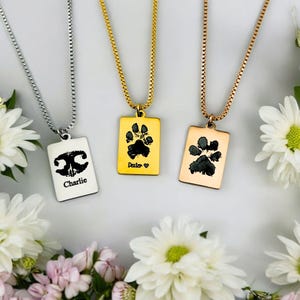 Personalised Paw Print Mini Bar Necklace | Custom Pet Lover Gift | Your Actual Pet Paw | Memorial Jewelry | Dog & Cat Pendant | Minimalist