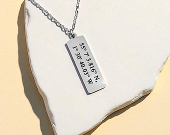 Custom Coordinate Necklace | Personalized Coordinate | Engraved Coordinate Necklace | Latitude Longitude Necklace | Where We Met Gift