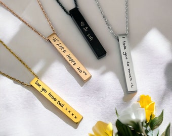 Custom Handwriting Bar Necklace | Memorial Necklace | Keepsake Necklace | Personalised Necklace