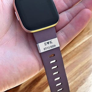 Personalised Watch Band Bar Charm | Water Resistant Plating | Custom Engraved Apple Watch | Name or Initials | Handwriting | Gift for Her