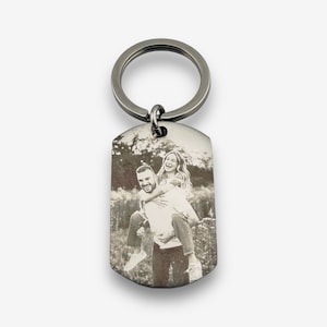 Personalisierte Fotografie Schlüsselanhänger Lasergravierte Foto-Schlüsselanhänger Paare Schlüsselring Geschenk Jubiläumsgeschenk Personalisierter Schlüsselring Silver