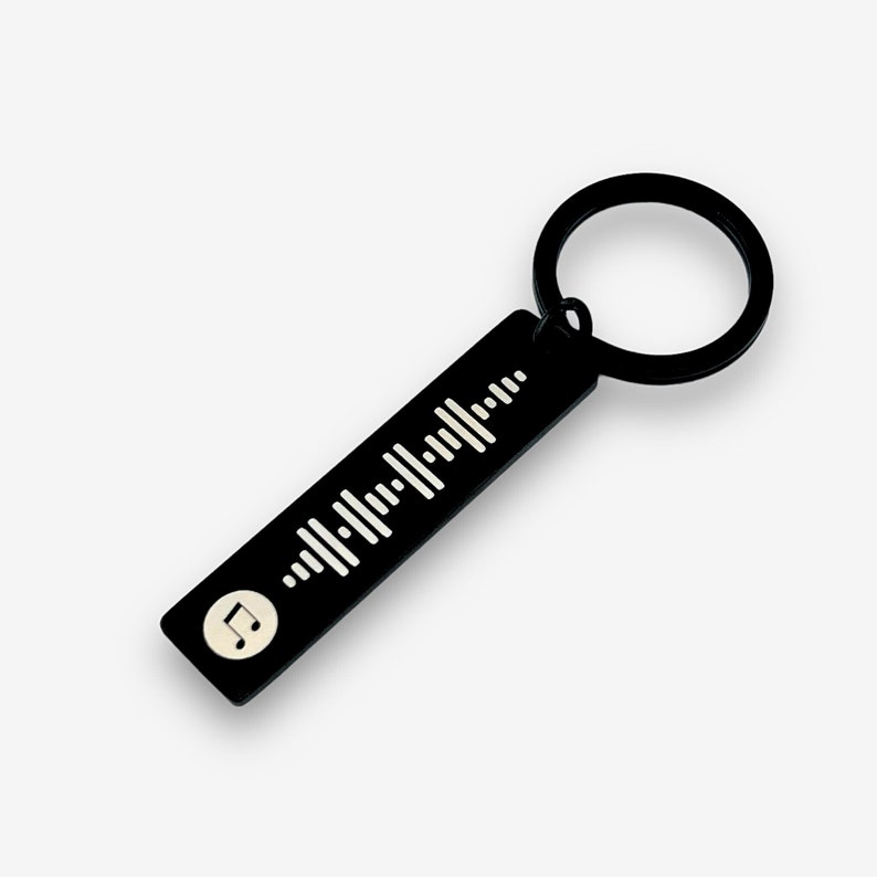 Spotify Code Keyring | Personalised Keyring | Custom Music Song Keyring | Engraved Spotify Keychain | Personalised Keychain Black