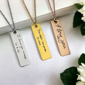 Collar de barra delgada de escritura personalizada / collar conmemorativo / collar de recuerdo / collar personalizado