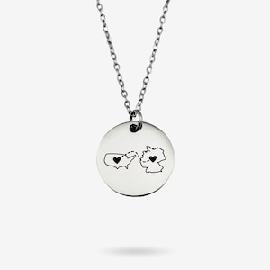 Custom Two Homes Disc Necklace Personalised Country Necklace Special Location image 4