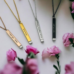 Personalised Handwriting Hidden Bar Necklace | Memorial Necklace | Keepsake Necklace | Custom Necklace