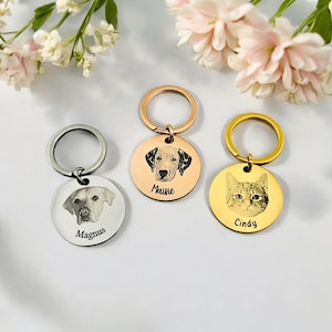 Custom Pet Face Photo Keychain | Engraved Pet Portrait | Dog Photo Keyring | Personalized Dog Mom | Memorial | Keepsake Gift| Pet Lover Tag