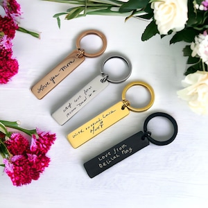 Zilveren handschriftsleutelhanger - gepersonaliseerde handschriftsleutelhanger - lasergegraveerde handschriftsleutelhanger - echte handschriftsleutelhanger