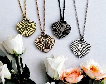Custom Full Fingerprint Heart Necklace | Personalised Memorial Jewelry | Gift for Grandma | Custom Thumbprint | Gift for Her