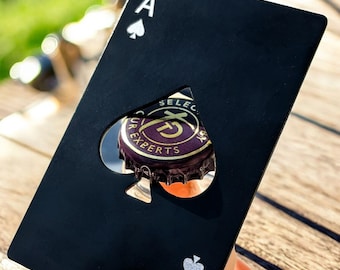 10x Ace of Spades Bottle Openers | Bottle Opener | Poker Gift | Black Bottle Opener | Party Favour | Metal Casino Poker Card | Groomsman