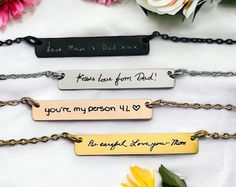 Custom Handwriting Plate Necklace | Memorial Necklace | Keepsake Necklace | Personalised Necklace