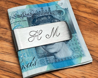 Personalised Initials Money Clip | Engraved Money Clip | Silver Cash Clip | Groom Gift Ideas | Custom Birthday Present | Daddy | Mens Gifts