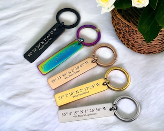 Personalised Coordinates Keyring | Coordinates Keychain | Special Location Keyring | Wedding Keepsake