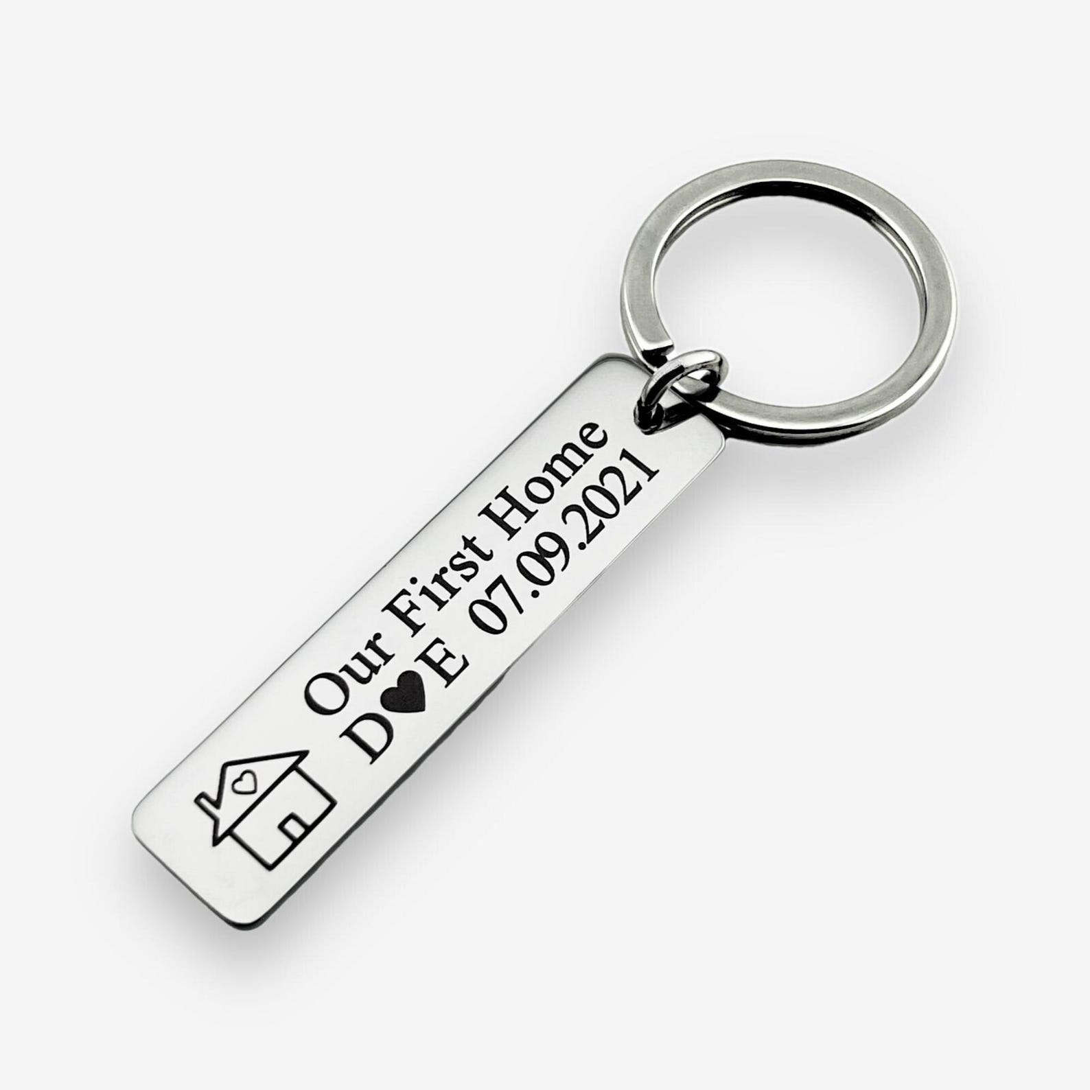 Fisrt Home Key Rings Custom Pair of First Home Slim Bar Keychains | New Home | Couple ...