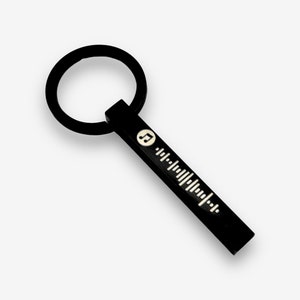 Personalised Music Keychain Scannable code Keychain Engraved Keyring 3D Bar Keychain Pendant Keychain Music Keyring Custom Code Black