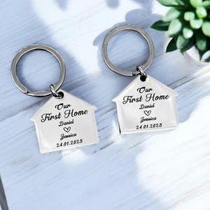 Personalised Our 1st Home or Our New Home Keyrings | Sold as a Pair or as a Single Keyring | House Keychain Set | New Homeowners Gifts