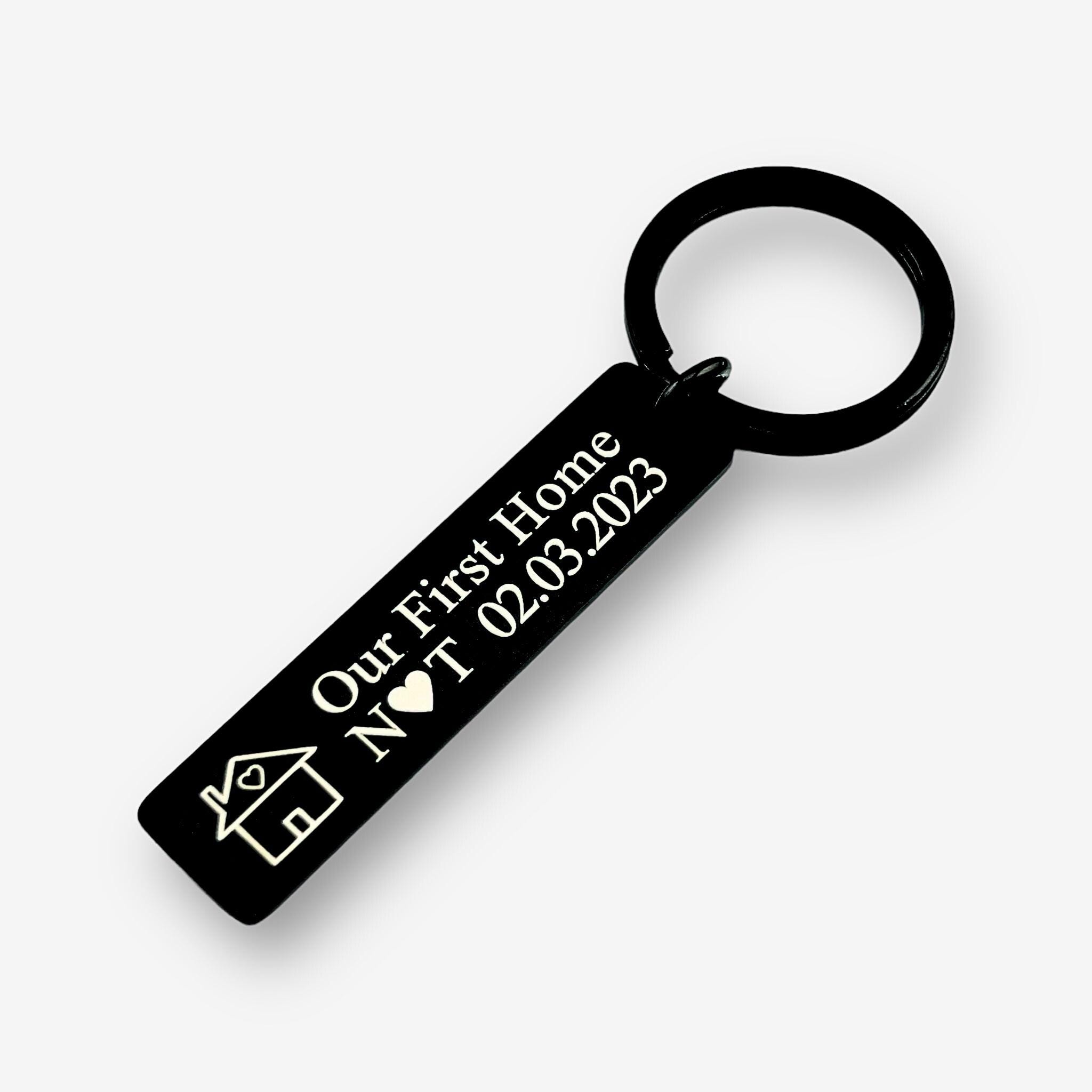 Fisrt Home Key Rings Custom Pair of First Home Slim Bar Keychains | New Home | Couple ...