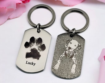 Personalised Actual Dog Paw Keyring | Photo Engraving | Pet Photo Engraved | Cat Paw Engraving