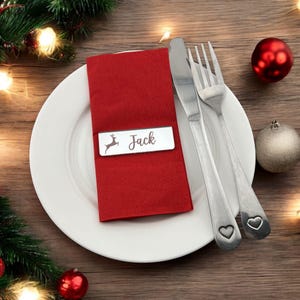 Personalisierte Rentier Mini Plakette Gedeck | Tischkarte | Acryl | Holz Namen Einstellung | Arbeit Weihnachtsfeier | Tischdekoration