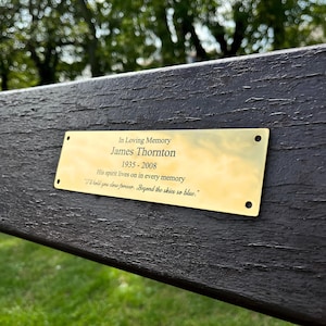Personalised Bench Plaque | 7&quot; x 2&quot; Solid Steel Engraved Nameplate | Memorial Plaque | Commemoration | Custom All Weather Stainless Steel